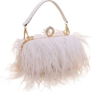 Elegant White Feather Clutch
